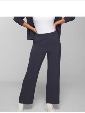 Soma Everstretch Blue Elastic Waist Pull-On relaxed wide leg pants, size small